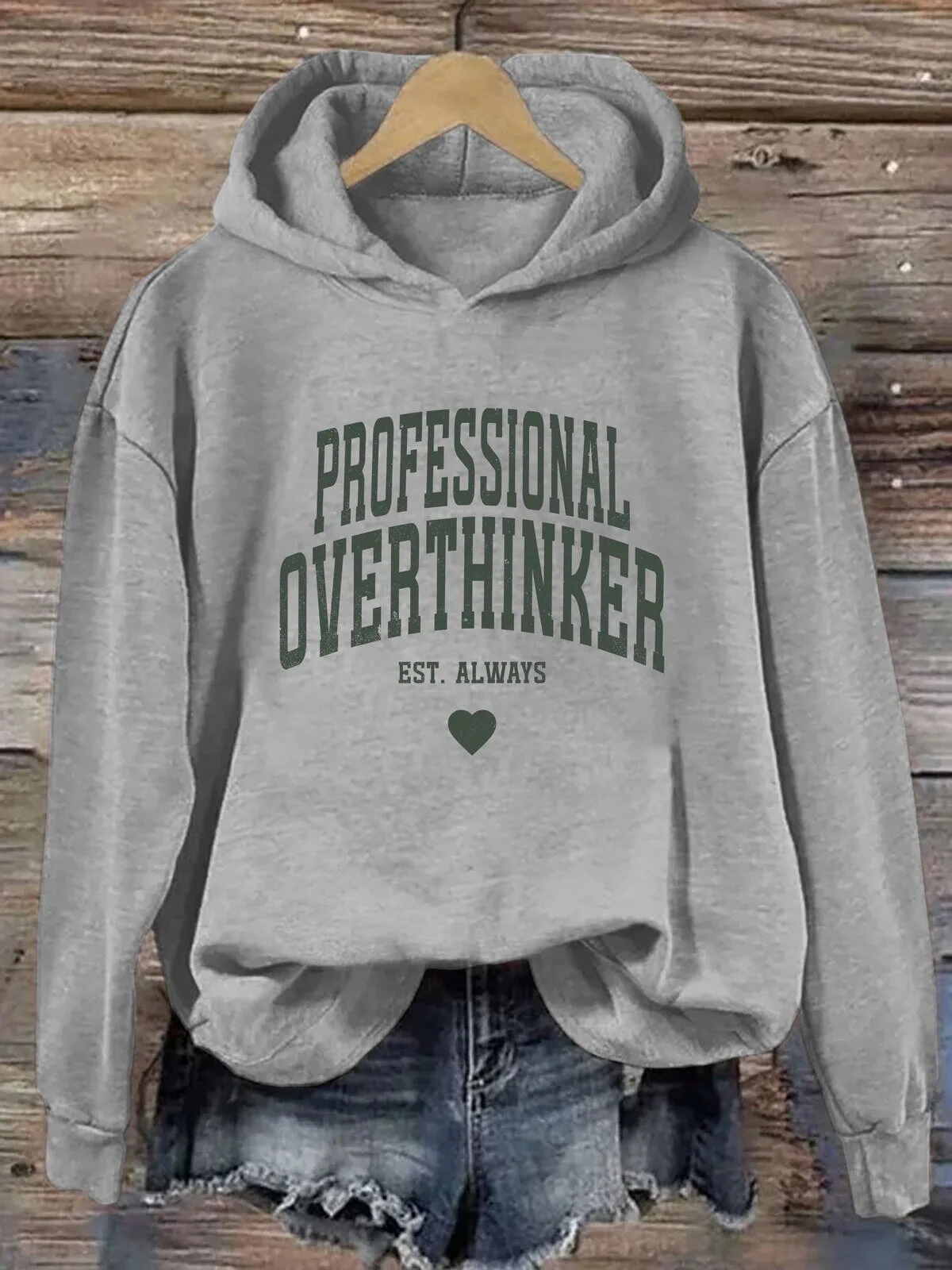 Professional Overthinker Always Established Heart Graphic Hoodie